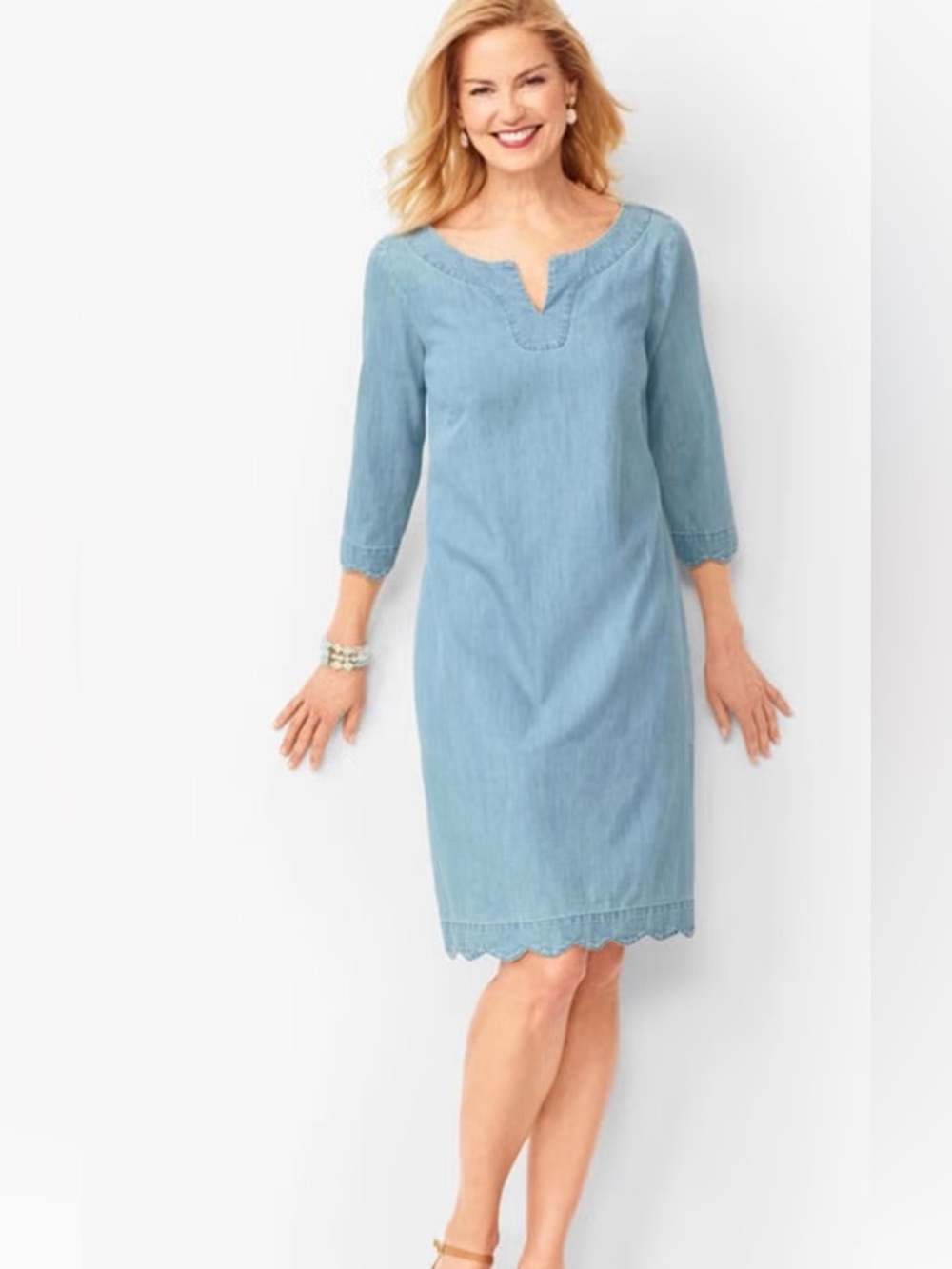 Talbots Woman 18w Light Blue Chambray Shift Dress
